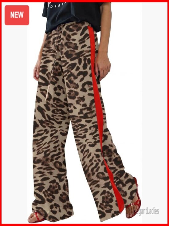 Pants - Wide Leg Palazzo Pants High Waisted Drawstring Casual Lounge Trousers